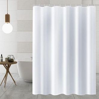OEM Cortina De Ducha De Tela De 180x180 Cm, Impermeable, Lavable Y Antimoho, Color Blanco, Con 12 Ganchos Para Ba&ntilde;era Y Ba&ntilde;o