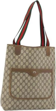 Gucci Pre-owned Tote Bags, female, Beige, Size: ONE SIZE Pre-owned Canvas Tote Bag