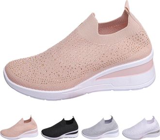 Generic Womens Slip on Sock Sneaker Glitter Rhinestone Jazz Latin Dance Mesh Shoes Fashion Walking Bling Sneakers for Women Casual Sport Breathable Orthopedic