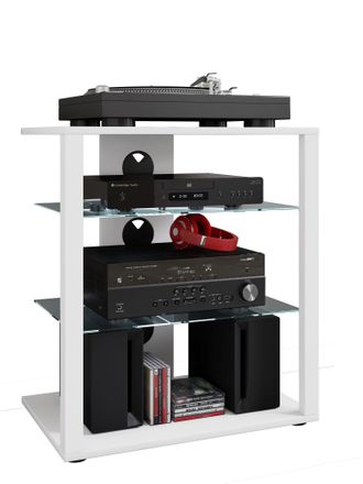 ebuy24 Ebuy24 - Muebles De Madera Vcm Hifi Estante Phono De Gabinete De Estanter&iacute;a 2 Pisos De Vidrio Dimensiones: Al. 70 X An. 60 X T. 41 Cm Phono Mediaregal