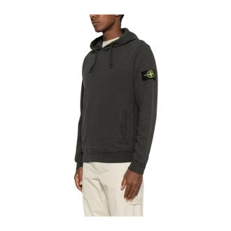 Stone Island Hoodies & sweatvesten, Heren, Grijs, XL, Katoen, Casual Hooded Zip-Up Sweater