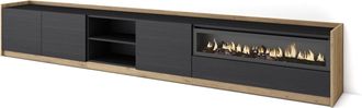 Skraut Home Skraut Home - Mueble Tv, Televisi&oacute;n, 310x37x50cm, Para Tv Hasta 80, Chimenea El&eacute;ctrica, Negro Y Roble