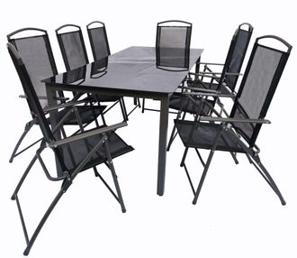 ebuy24 Vcm 9 Piezas Muebles De Jard&iacute;n Set Grupo De Asientos Grupo De Comedor 1x Mesa, 8x Sillas Mesa Dimensiones Aprox. Al. 76 X An. 189 X P. 90 Cm Juego Hoc
