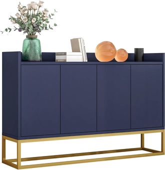 STILVORA Aparador Con 4 Puertas, 2 Estantes Ajustables Y Apertura Por Presion, En Tablero De Particulas, 120x30x80 Cm, Azul Marino