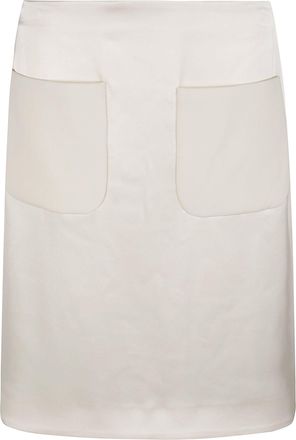 Courr&egrave;ges Two Pockets Satin Pencil Mini Skirt
