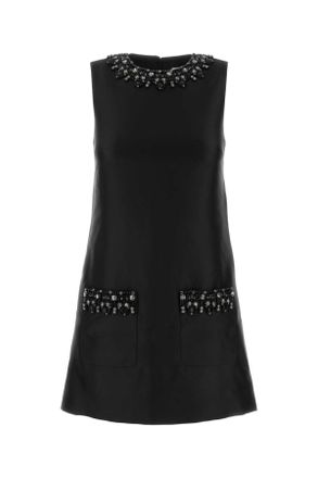 Self Portrait Black Taffeta Mini Dress