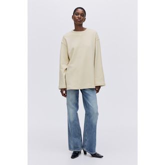 H&M Text-motif Sweatshirt in Light Yellow/atelier at Nordstrom, Size Xx-Small