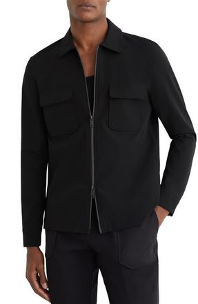 Reiss Ascend Zip-Up Shirt Jacket in Black at Nordstrom, Size Xx-Large