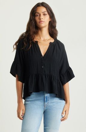 Treasure & Bond Ruffle Peplum Top in Black at Nordstrom, Size Xx-Large