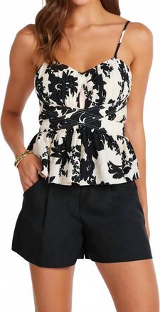 Bishop + Young Athena Peplum Top In Black White Multi