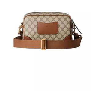 Gucci Tassen, Dames, Beige, ONE Size, Leer, GG Emblem Kleine Crossbodytas