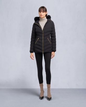 Moose Knuckles Womens Gold Series Shearling Trim Roselawn Jacket
