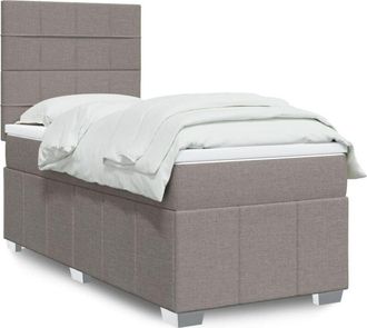 vidaXL Cama Box Spring Con Colch&oacute;n Tela Gris Taupe 80x200 Cm Vidaxl