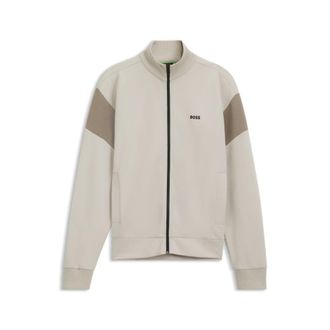 BOSS Zippered cotton-blend sweatshirt with contrast inserts