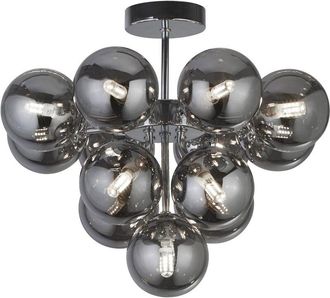 Searchlight Searchlight - Lampadario Contemporaneo Bacca Acciaio Cromo Vetro Fum&egrave; 13 Luci G9