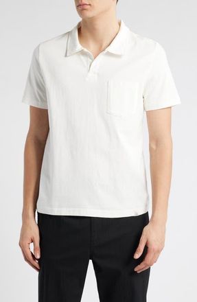 Merz b. Schwanen Classic Organic Cotton Jersey Polo with Pocket in White at Nordstrom, Size Medium