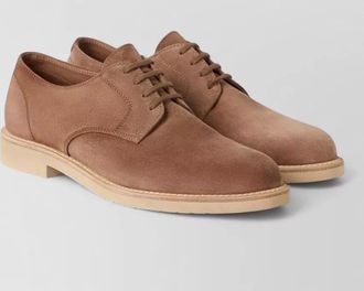 Brunello Cucinelli suede derby shoes rubber sole stitching