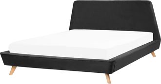 Beliani Cama Doble Tapizada Negra 180 X 200 Cm Con Estructura Y Cabecero Vienna