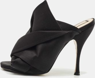 N&deg;21 N&ordm;21 Black Satin Raso Knot Peep Toe Mules