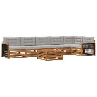 vidaXL Conjunto De Sof&aacute;s De Exterior 7 Pcs Natural Y Gris Claro Vidaxl