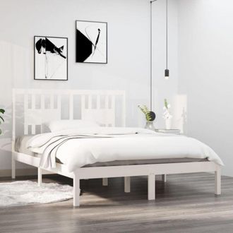 vidaXL Estructura Cama Doble Peque&ntilde;a Sin Colch&oacute;n Madera Maciza Blanco Vidaxl