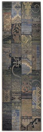 THEKO Alfombra de poliéster tejida a máquina - azul - 68x235 cm