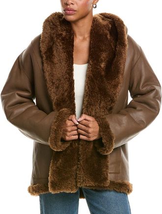 Vince Leather & Shearling Hooded Jacket