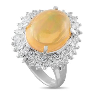 Luxury Bazaar Platinum 1.03ct Diamond and Opal Ring MF16-070926
