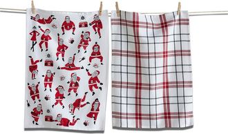 Tag Oh What Fun Santa Dishtowel Set of 2 Red Cotton Kitchen at Nordstrom