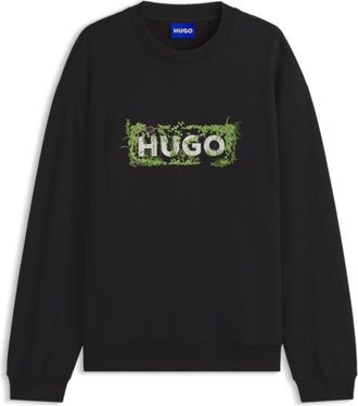 HUGO BOSS Cotton-terry sweatshirt with logo print and embroidery