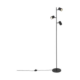 QAZQA Qazqa - Lampada da terra jeana - Moderno - Acciaio - Nero - Oblungo Max. 3 x Watt