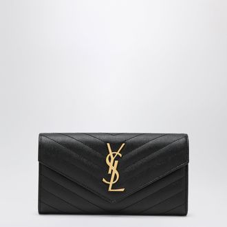 Saint Laurent Large Cassandre matelass&eacute; wallet in black