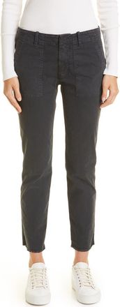Nili Lotan Jenna Slim Crop Stretch Twill Pants in Carbon at Nordstrom, Size 12