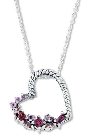 Samuel B. Sterling Silver Gemstone Heart Pendant Necklace in Multi at Nordstrom Rack