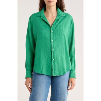Frank & Eileen Relaxed Linen Button-Up Shirt in Kelly Gree at Nordstrom, Size Xx-Small