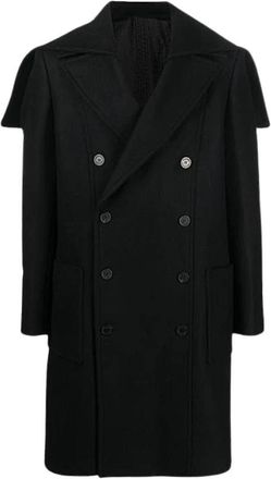 Balmain Wollen dubbelrijige jas - Heren - Mantel - Zwart - L - Wol - Jassen