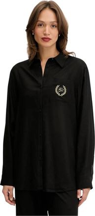 Karl Lagerfeld Hotel Karl Beach Shirt - Dames - Overhemden - Zwart - L - Linnen - Overhemden
