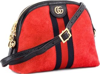 Gucci Borsa a spalla Ophidia Dome piccola in pelle scamosciata con tracolla - Rosso