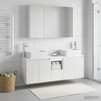 vidaXL Vidaxl Set Di Armadi Da Bagno 4 Pz Bianco Legno Ingegnerizzato
