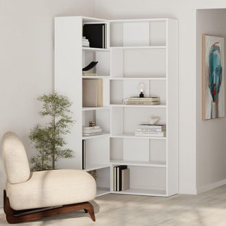 Decortie Molly Modern Bookcase Display Unit No.4 in White | Size: 2 Pack