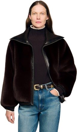 Sandro Short faux fur coat in Brown at Nordstrom, Size 36 Eu