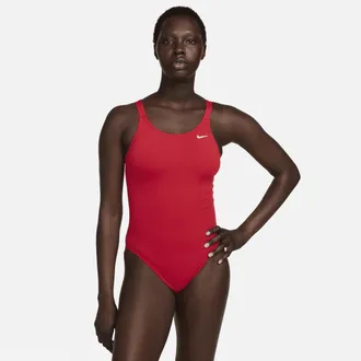Nike Womens Swim HydraStrong Essential Fastback One Piece in Red | NESSA001-614