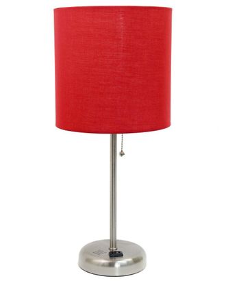 Lalia Home Stick Lamp With Charging Outlet And Fabric Shade
