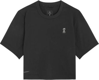 On T-shirt crop a maniche corte - Nero