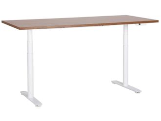 Beliani Beliani - Scrivania Regolabile Elettricamente Legno Scuro E Bianco 180 X 80 Cm Destinas