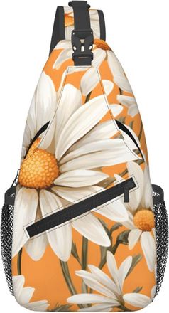Generic Giant Daisies On Yellow Background Cross Body Bag Adjustable Sling Bag With Zipper Backpack For Women Camping Outdoors