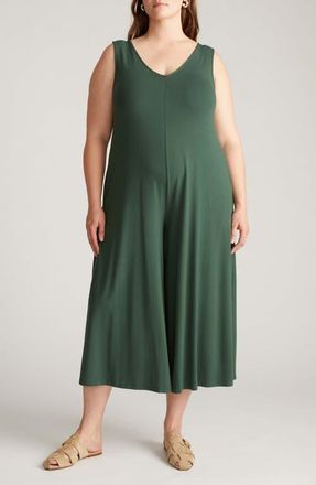 Universal Standard Sunny Divine Sleeveless Wide Leg Jumpsuit in Dark Green at Nordstrom, Size Xx-Large