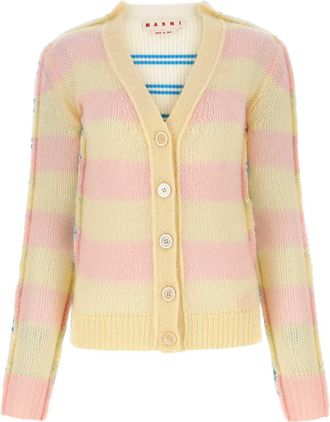 Marni Embroidered Mohair Blend And Wool Blend Cardigan