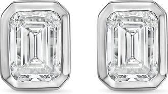 Diana M. Jewels 14Kt White Gold 4.00 cts Lab Grown Emerald Diamond Bezel Studs