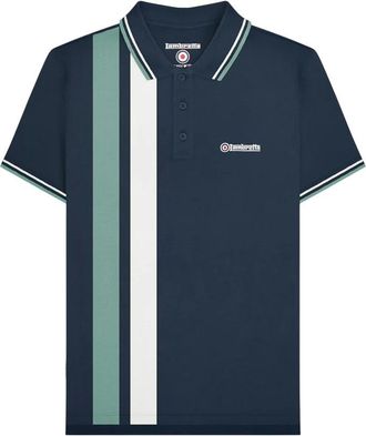 Lambretta Heren Polo met Verticale Strepen (Marine/blauwe rook)